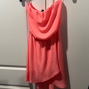 Express Vibrant Pink Strapless Dress
